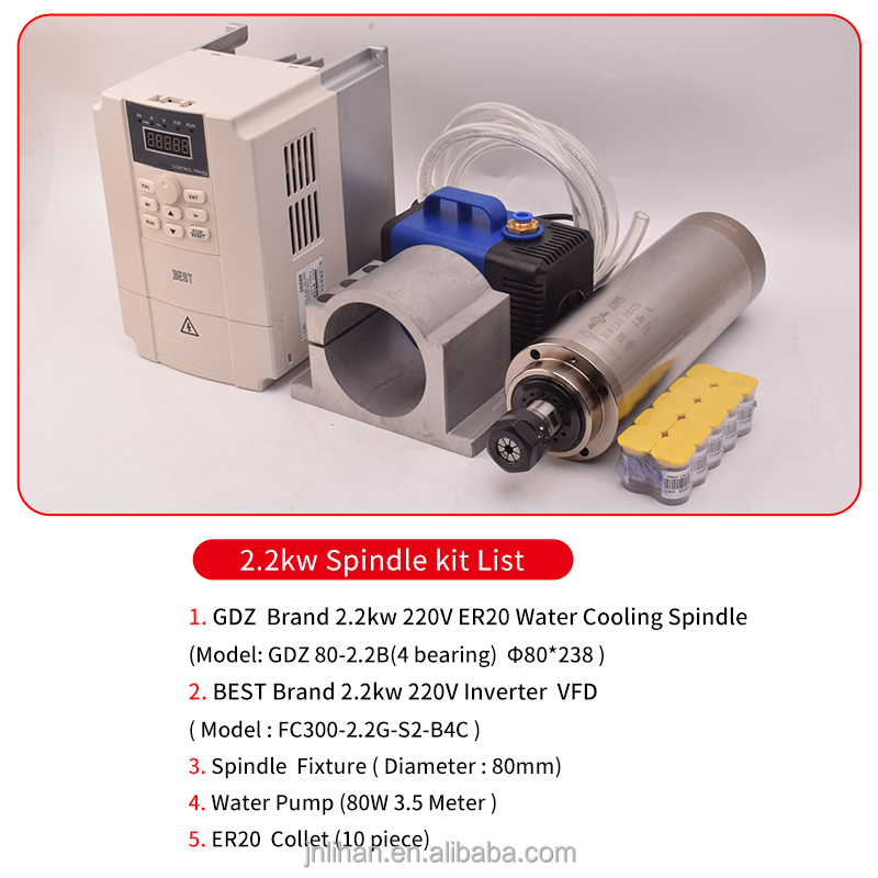 Motor Inverter VFD Kit Cnc Spi - đánh giá và giá 2.2Kw Water Cooled Spindle Kit Vfd