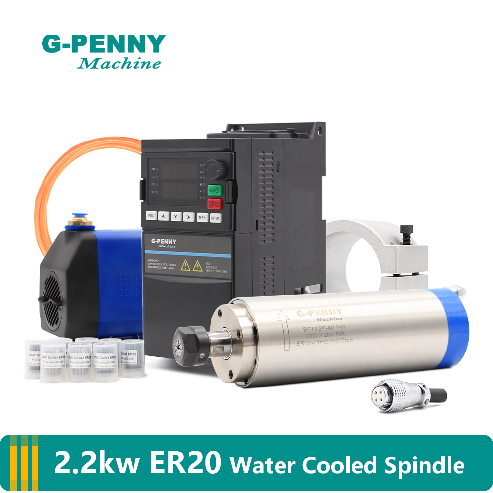 G-PENNY 2.2kw ER20 Water Coole - đánh giá và giá 2.2Kw Water Cooled Spindle Kit Vfd