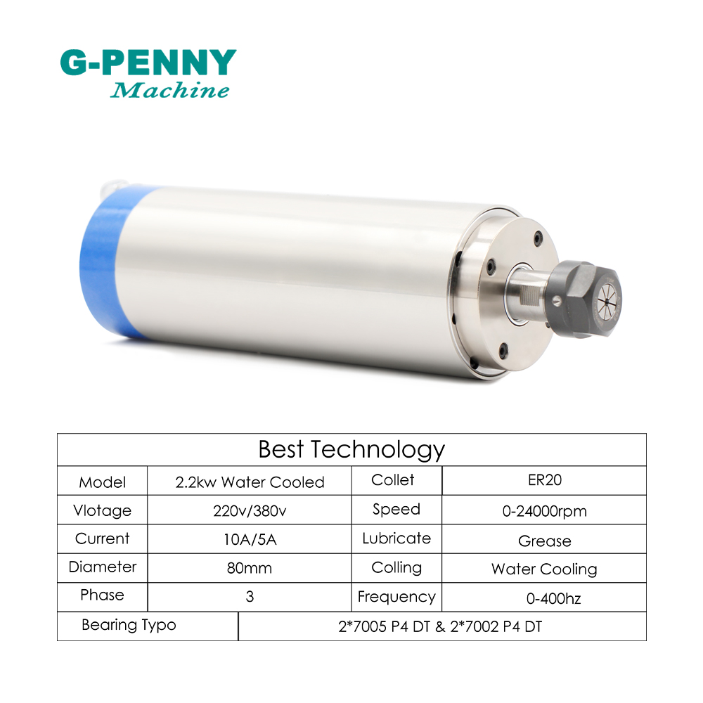 G-PENNY 2.2kw ER20 Water Coole - đánh giá và giá 2.2Kw Water Cooled Spindle Kit Vfd