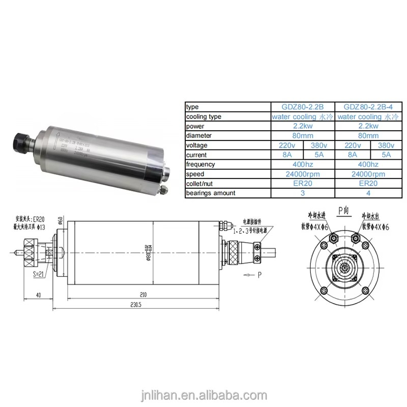 2.2KW 220V Water Cooled Machin - đánh giá và giá 2.2Kw Water Cooled Spindle Kit Vfd
